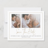 Budget 2 Foto Gold Border Wedding Save the Date (Vorderseite)