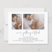 Budget 2 Foto Hitched Wedding Einladung (Vorderseite)