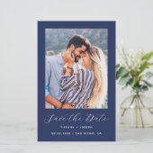 Budget 2-Foto Navy Blue Save the Date (Stehend Vorderseite)