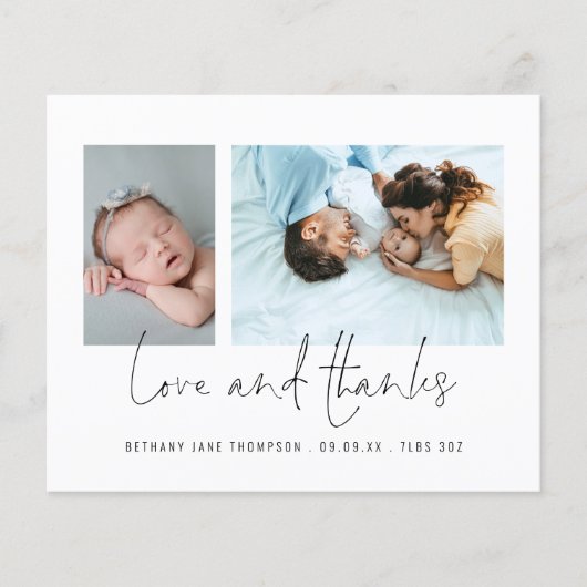 Budget 2 Fotos Liebe Dank Geburtserklärung (Vorderseite)