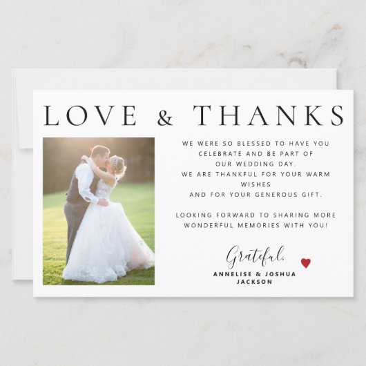 Budget 2 Fotos Liebe und danke Hochzeit danke (Vorderseite)