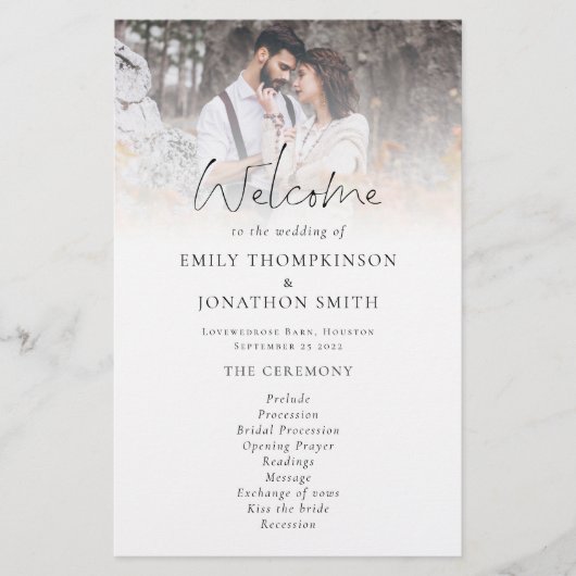 Budget 2 Fotos Overlay Script-Hochzeitsprogramm (Vorderseite)