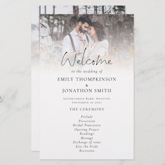 Budget 2 Fotos Overlay Script-Hochzeitsprogramm (Vorne/Hinten)