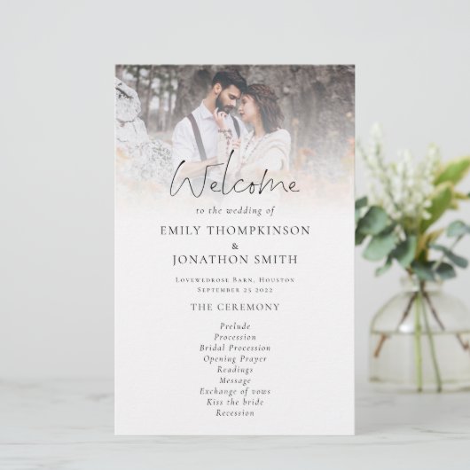 Budget 2 Fotos Overlay Script-Hochzeitsprogramm (Stehend Vorderseite)