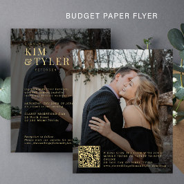 Budget 2 Fotos QR Gold Einladung zur Hochzeit Flyer