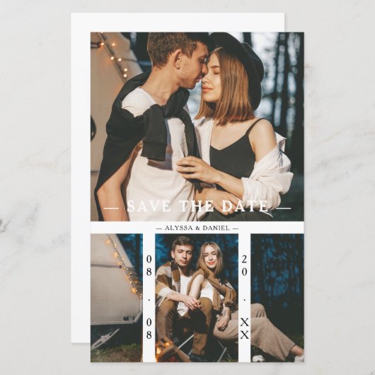 Budget 2 Photos Chic Collage Wedding Minimalist (Vorne/Hinten)