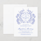 BUDGET 30. Geburtstag Blue Floral Wappen (Vorne/Hinten)