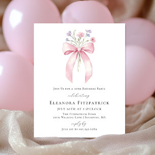 BUDGET 30. Geburtstag Pink Bow Wildblume laden ein