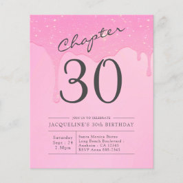 Budget 30. Geburtstag Pink Gray Einladung Flyer