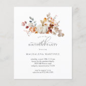 BUDGET 30. Geburtstag Pumpkin Fall Blume laden ein (Vorderseite)