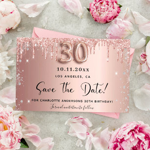 Budget 30. Geburtstag Rose Glitzer Save the Date
