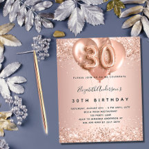Budget 30. Geburtstag rose gold Ballons Einladung