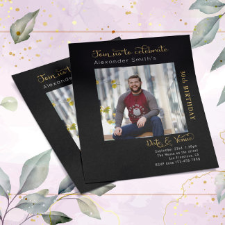 Budget 30. Geburtstag Schwarze Einladung Flyer