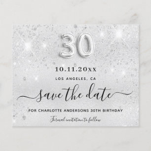 Budget 30. Geburtstag Silber Glitzer Save the Date