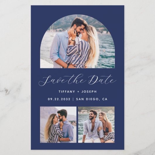 Budget 3 Foto Arch QR Code Marine Save the Date (Vorderseite)