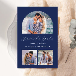 Budget 3 Foto Boho Arch Navy Blau Save the Date