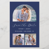 Budget 3 Foto Boho Arch Navy Blau Save the Date (Vorderseite)