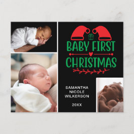 Budget 3 Foto Collage Baby's First Christmas Card