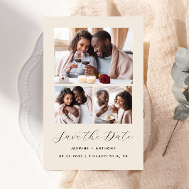 Budget 3-Foto Collage Beige Save the Date