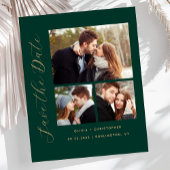 Budget 3-Foto Collage Emerald Green Save the Date