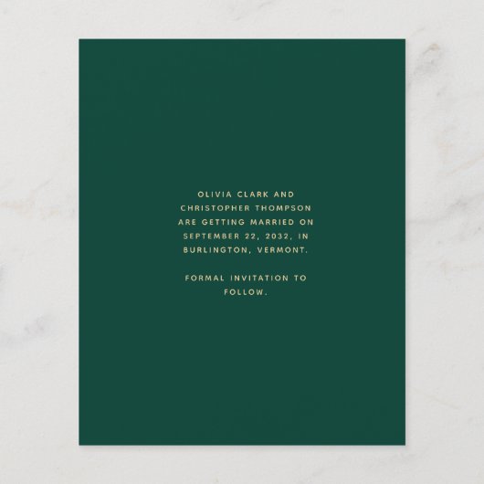 Budget 3-Foto Collage Emerald Green Save the Date (Rückseite)