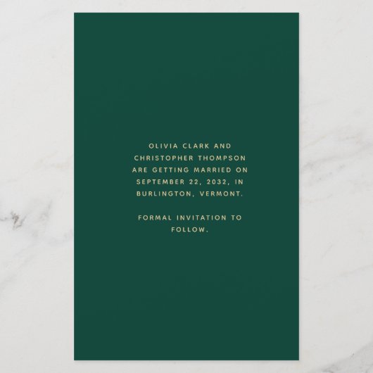 Budget 3-Foto Collage Green Save the Date (Rückseite)