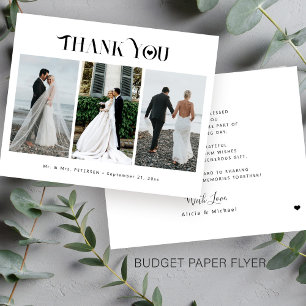 Budget 3 Foto Collage Moderne Hochzeit danke Flyer