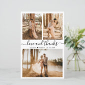 Budget 3 Foto Collage Wedding Danke Karte (Stehend Vorderseite)