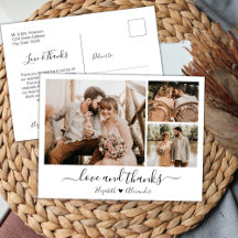 Budget 3 Foto Collage Wedding Danke Postcard