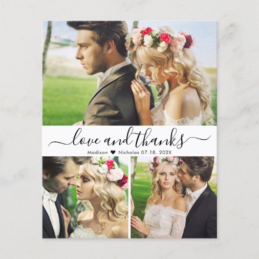 Budget 3 Foto Collage Wedding Danke, Script Flyer (Vorne)