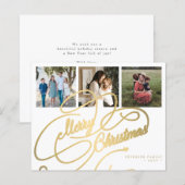 Budget 3 Foto Collage Weihnachtskarte (Vorne/Hinten)