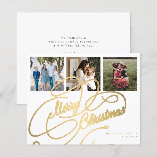 Budget 3 Foto Collage Weihnachtskarte (Vorne/Hinten)