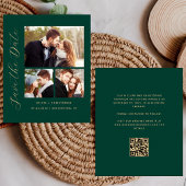 Budget 3-Foto Emerald Green QR-Kodex Save the Date