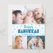 Budget 3 Foto Happy Hanukkah Turquoise Stars Card (Vorderseite)