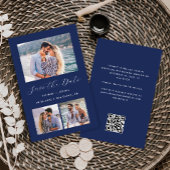 Budget 3 Foto Navy Blue QR Code Save the Date