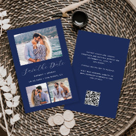 Budget 3 Foto Navy Blue QR Code Save the Date