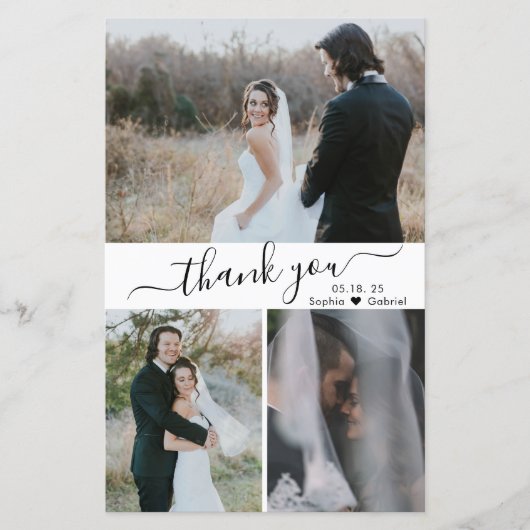 Budget 3 Foto Skript Hochzeit Vielen Dank Papier (Vorderseite)