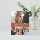 Budget 3 Foto Terracotta Script Wedding Vielen Dan Postkarte (Stehend Vorderseite)