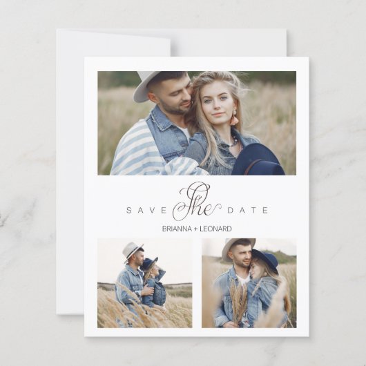 Budget 3 Fotos Couple Simple Elegant Script (Vorderseite)
