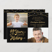 Budget 40. Geburtstag 2 Fotos Retro Einladung (Vorne/Hinten)