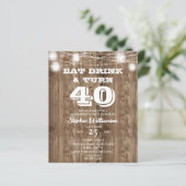 Budget 40. Geburtstag Barn Wood Eat Drink & Turn 4 (Stehend Vorderseite)