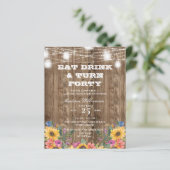 Budget 40. Geburtstag Barnholz Sonnenblumen & Lich (Stehend Vorderseite)