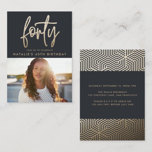 Budget 40. Geburtstag einfache stilvolle und elega Mitteilungskarte (Vorne/Hinten)