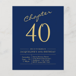 Budget 40. Geburtstag Einladung Navy Blue Flyer