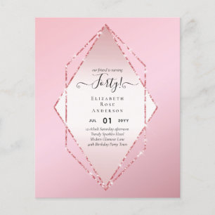 Budget 40. Geburtstag Glitter Folie Rosa Mädchenha Flyer