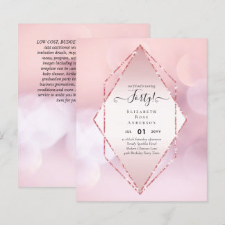 Budget 40. Geburtstag Glitzer Foil Pink Girly