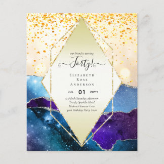 Budget 40. Geburtstag Glitzer Foil Pink Girly Flyer