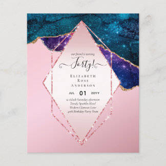 Budget 40. Geburtstag Glitzer Foil Pink Girly Flyer