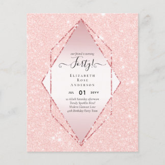 Budget 40. Geburtstag Glitzer Foil Pink Girly Flyer
