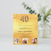 Budget 40. Geburtstag Gold Glitzer Tropfen Foto (Stehend Vorderseite)